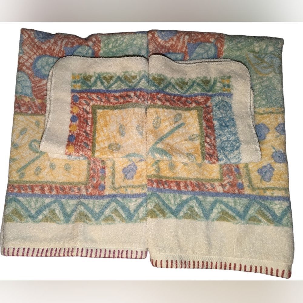 Vintage 100% cotton colorful patchwork leaf print towel set‎